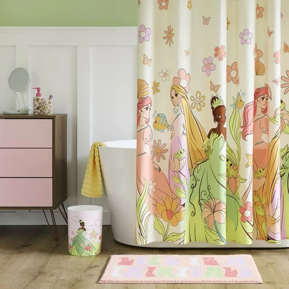 NEW Disney Princesses Floral Shower Curtain Ariel Rapunzel Tiana 70